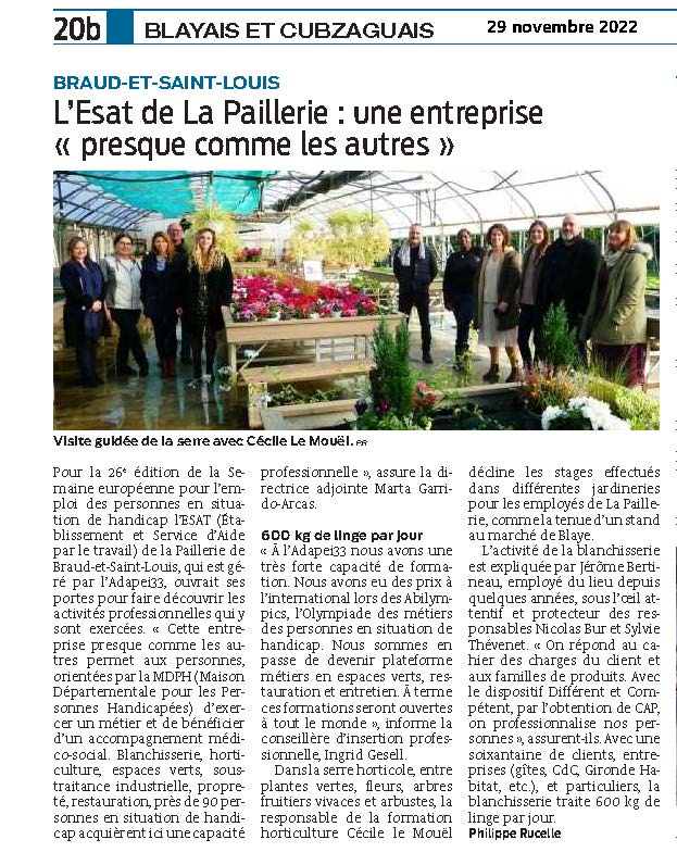 article l'esat de la paillerie : une entreprise "presque comme les autres"