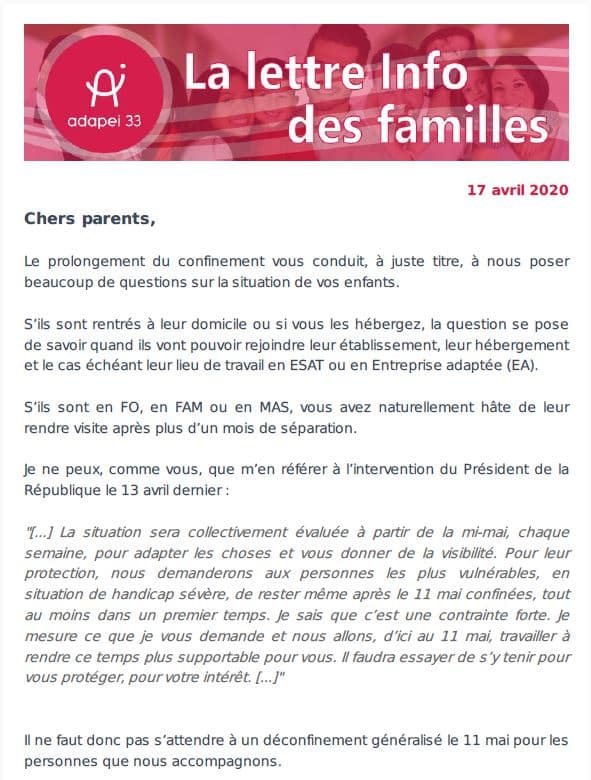 Newsletter des familles #2