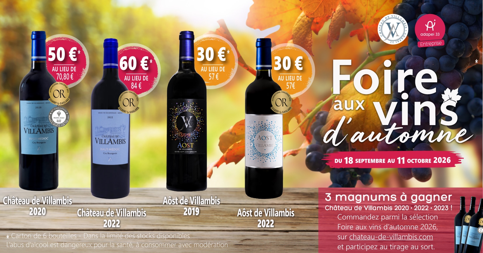 La Foire aux vins d’automne du Château de Villambis est toujours ouverte !