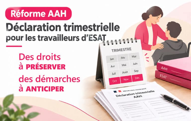 Réforme 2026 de la déclaration trimestrielle AAH pour les travailleurs d’ESAT, avec calendrier et documents administratifs.